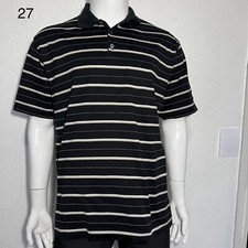 Nike Golf Polo Shirt Men XL Black Striped Performance Sports Outdoors Preppy