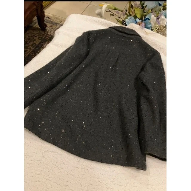 NUEVA $3,850 Brunello Cucinelli “Diamante” Cachemira/Seda Alta Costura Chaqueta M Foto 4 de 4