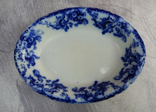 Antike E CORN Flow blau ovale Gemüseschale mit einem W - Bild 1 von 8