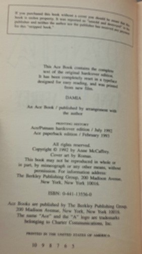 Damia By Anne McCaffrey 1993 Ace Paperback - Picture 7 of 11