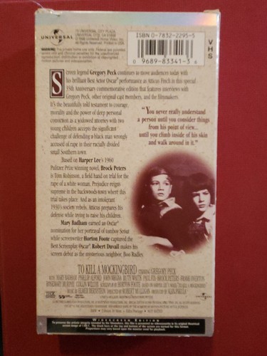 TO KILL A MOCKINGBIRD - GREGORY PECK - VHS 1998 WIDESCREEN - UNIVERSAL  - Picture 2 of 3