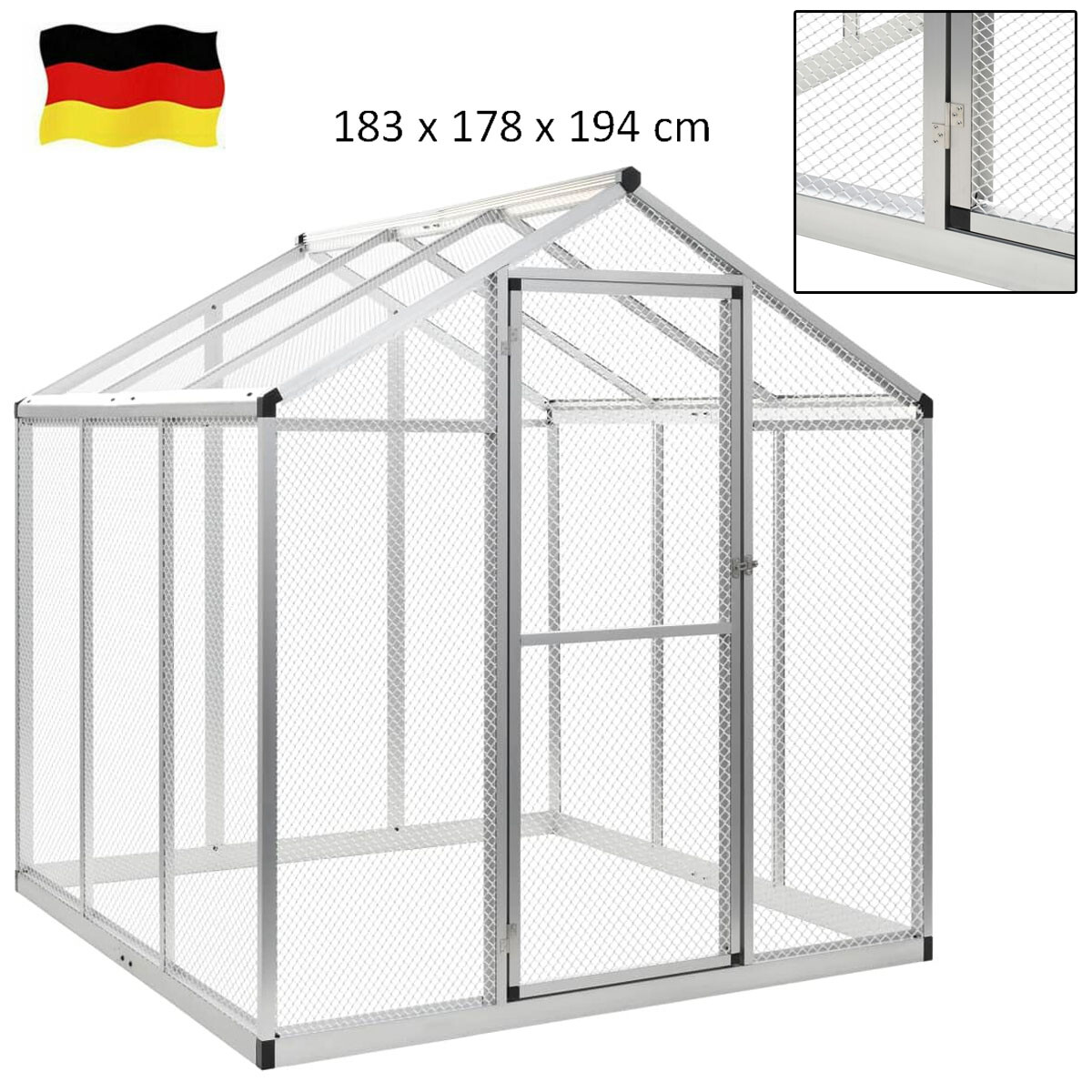 XL Vogelvoliere Vogelkäfig Außen Vogelhaus Hühnerstall für Vögel 183x178x194cm XL Vogelvoliere Vogelkäfig Außen Vogelhaus Hühnerstall für Vögel 183x178x194cm