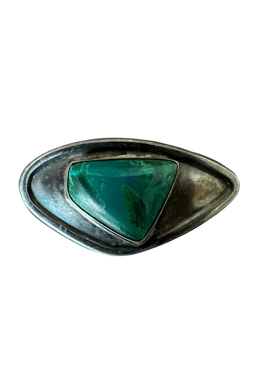 Superbe Broche Vintage Argent Ciselé Avec Cabochons En Porcelaine Bleue - Bijou Fantaisie Femme