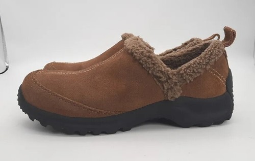 Lands' End 247709 Brown Suede Slip On Shoes Sherpa Lined Women's Size 7B - Picture 7 of 15