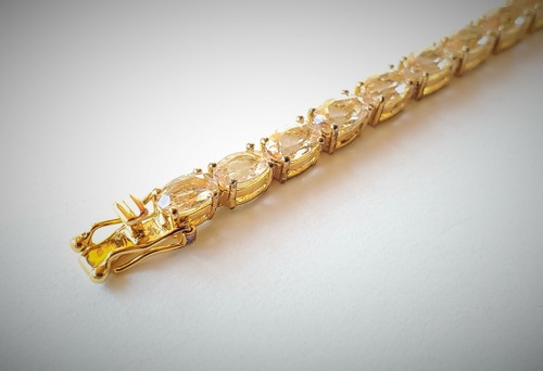 14K YG Over Sterling Silver Morganite 8" Bracelet - Picture 4 of 7