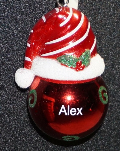 Christmas Ornament Ball Ganz Red White Santa Hat Cap Personalized Pck Name SMALL - Picture 15 of 220