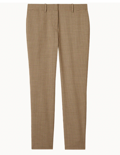 Nili Lotan Tel Aviv Pant Virgin Wool / Elastane 12 NWT Brown Check $550 - Picture 2 of 5