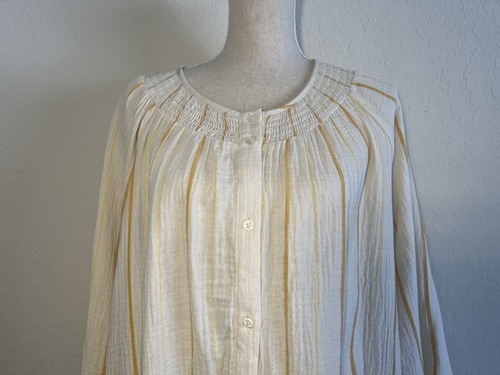 Women’s Plus Size Stripped Long Sleeve Gauze Blouse Ava&Viv Yellow 2X, 3X, 4X - Picture 2 of 10