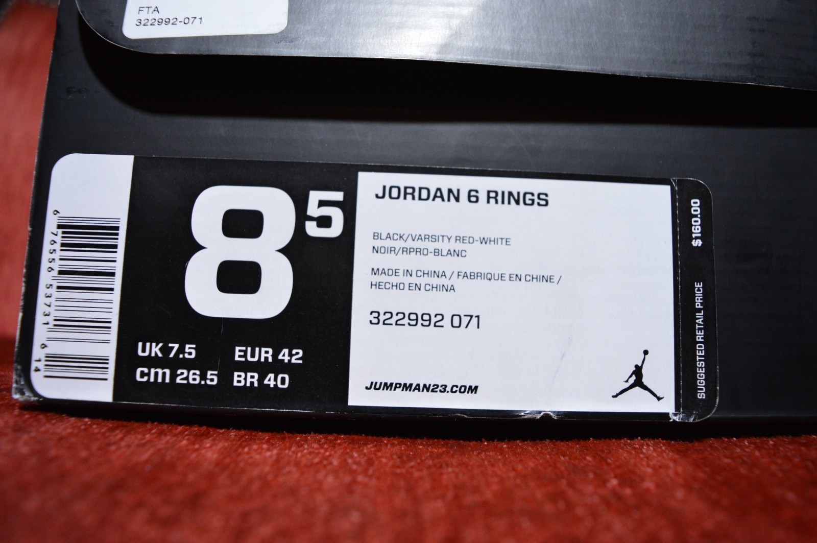 WORN TWICE Nike Air Jordan Size 8.5 Bred Six 6 Rings Bred 8.5 Black Red Rare 322992 071 c56430 WORN TWICE Nike Air Jordan Size 8.5 Bred Six 6 Rings Bred 8.5 Black Red Rare 322992 071 c56430