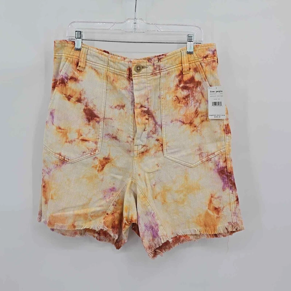 Bermudas Free People She's A Legend naranja albaricoque tie-dye para mujer talla 12