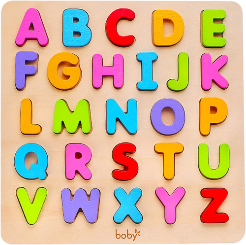 Wooden Alphabet Puzzle Toys, ABC Letter & Number Puzzle for Toddlers 18+ Months - Picture 10 of 12
