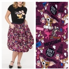 Unique Vintage Gremlins Skirt Mogwai Rules Print Jayne Swing Skirt SMALL NWT
