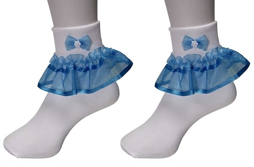 New Girls Fancy Ruffle Socks Assorted Colors Organza Lace Socks Pageant Socks - Picture 6 of 10
