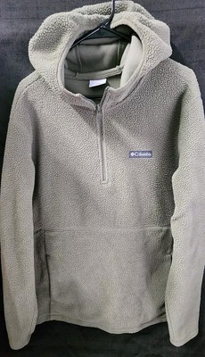Columbia Men's Rugged Ridge II Sherpa Pullover Hoodie 1/4 Zip Olive Green NEW LG