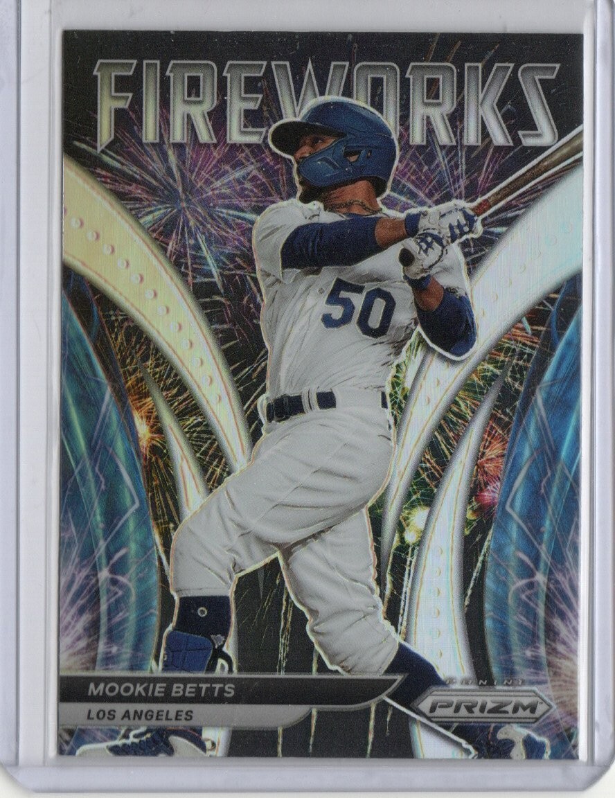 2022 Panini Prizm Mookie Betts Fireworks Silver Prizm - Los Angeles Dodgers