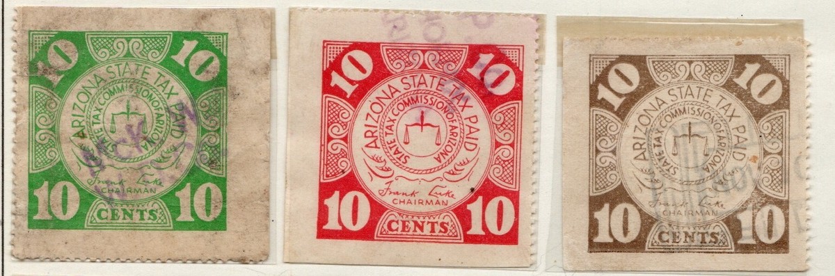 tobacco tax arizona 21 USA STATE OF ARIZONA Issued LIQUOR, TOBACCO & FEED TAX stamps