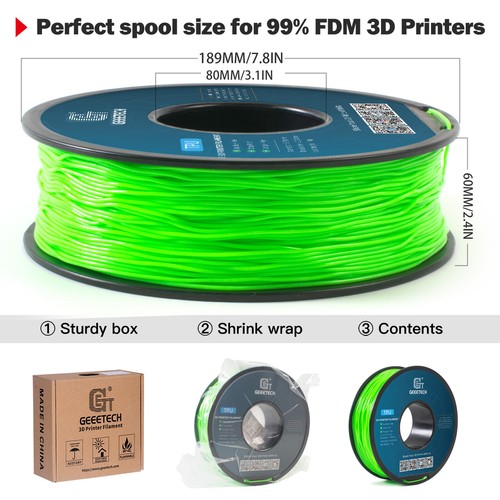 1KG Solid Color TPU Green Geeetech TPU Filaments Flexible 3D Printer Filaments - Picture 6 of 6