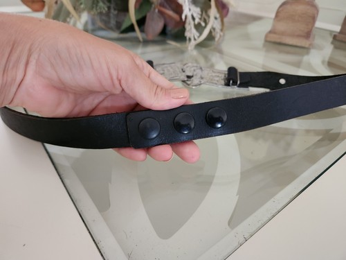 Women's buckle Belt black Leather cowboy WESTERN Solid Brass Buckle Size XS/S - Picture 9 of 9