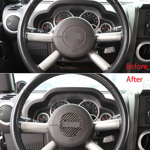 Cubierta del anillo central del volante de fibra de carbono apta para Jeep Wrangler JK 2007-2010 - Imagen 6 de 10