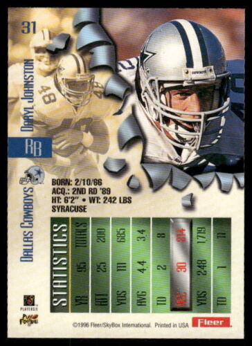 Fleer Metal #31 1996 Daryl Johnston - Imagen 2 de 2
