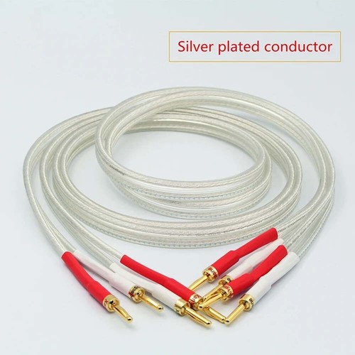 Pair OCC Silver-plated Hifi Speaker Cable High Performance Amplifier sound Line - Picture 2 of 7