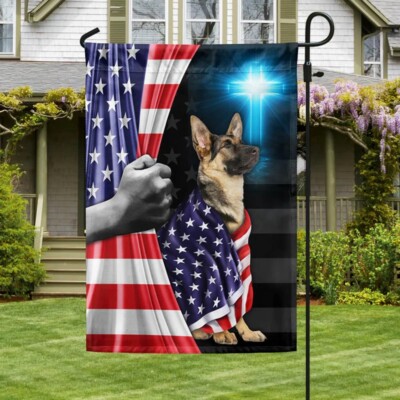 German Shepherd Patriotic American Flag Graden Flag