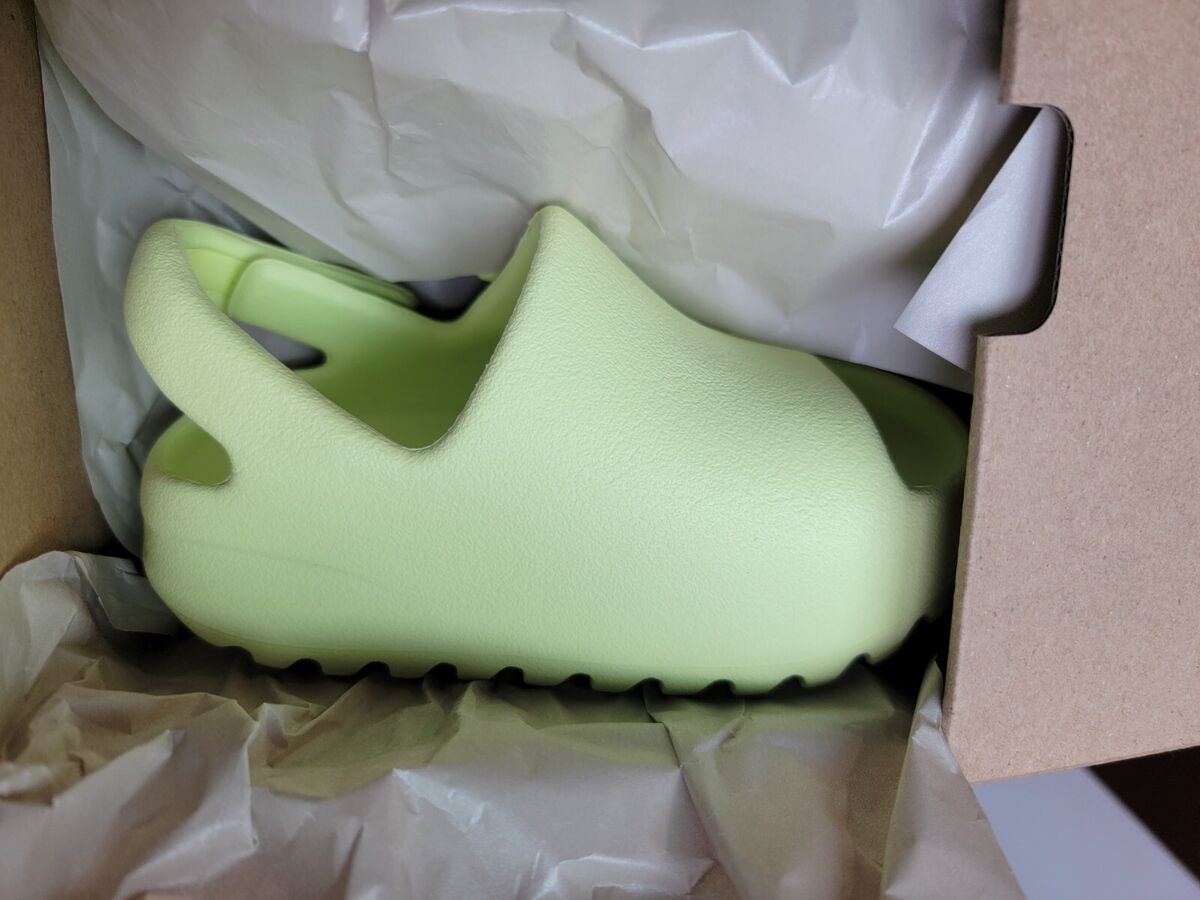 Adidas Yeezy Slides Onyx Glow Green Slide HQ4115 HQ4119 HQ4118 Kids Size 7k  & 3