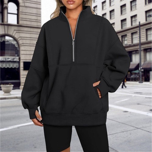 Womens Y2K Half Zip Pullover Sweatshirt Fall Clothes - Picture 8 of 31