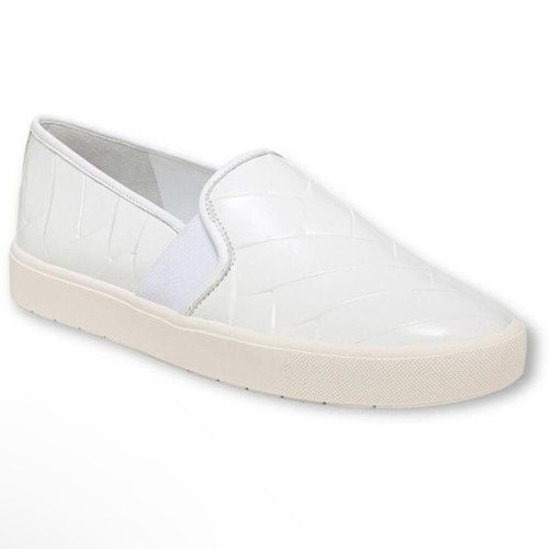 VINCE Blair Slip-On Woven Sneakers in White Leather Size 9.5 NEW