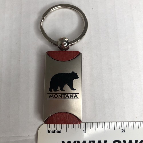 Montana Grizzlybär Metall Holz Schlüsselanhänger braun silber schwarz Stahl - Bild 4 von 4