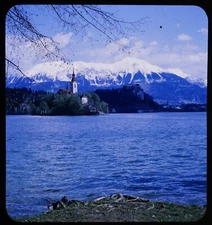 Lake Bled Slovenia - 1950s Stereo Realist slide Kodachrome #823