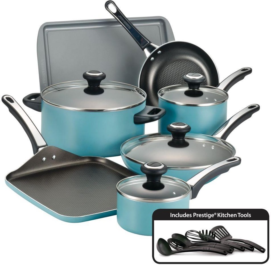 Farberware Cookware Set Shatter-Resistant Glass Lids Aluminum (17-Piece) Farberware Cookware Set Shatter-Resistant Glass Lids Aluminum (17-Piece)