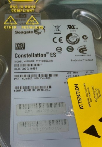 HP Hard Drive 1TB 7.2K Dual Port SATA 3.5in 3Gbps Hot-swap HDD for MSA AJ740A - Picture 2 of 2
