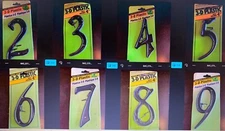 4" 3-D PLASTIC HOUSE NUMBER - w/ nails - Hy-Ko 0 1 2 3 4 5 6 7 8 9