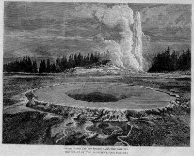 #ad #ad CASTLE GEYSER HOT SPRINGS BASIN FIRE HOLE RUN HARPER#x27;S WEEKLY ENGRAVING GEYSER $36.00