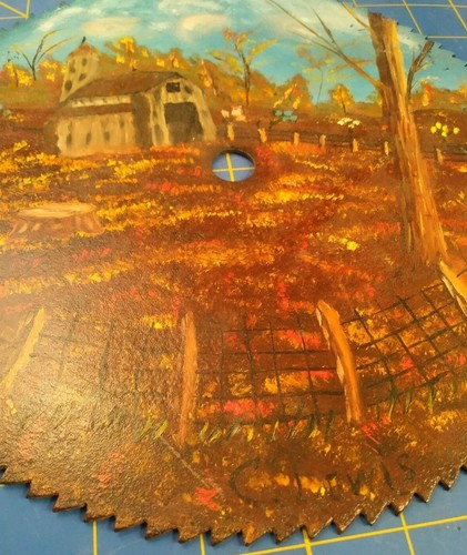 Hoja de sierra pintada a mano arte/firmada por C. Lewis - Imagen 4 de 6