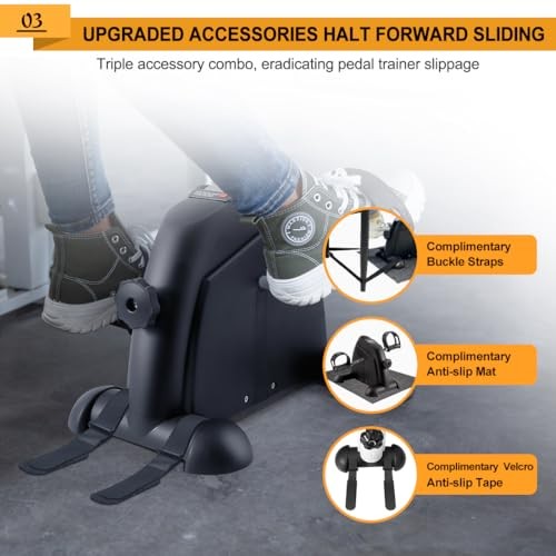 Under Desk Bike Pedal Exerciser, Portable Mini Exercise Bike with LCD Black - Picture 5 of 8