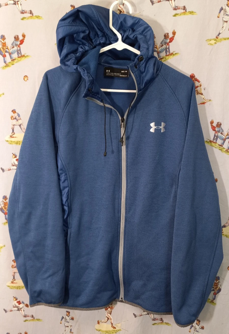 👀 Under Armour Storm Coldgear Full Zip Men's Medium Blue Hooded Jacket