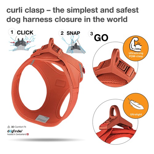 Curli Safety Hundegeschirr Größe S Sun Orange leicht Comfort Fit - Bild 3 von 5