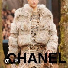 CHANEL fur coat tweed jacket