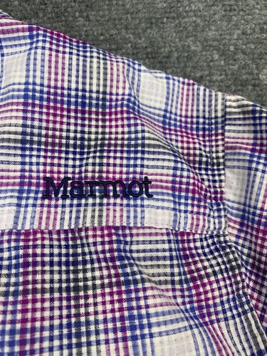 Marmot Hemd Damen XS kariert Kurzarm Knopfleiste Outdoor lila - Bild 14 von 18