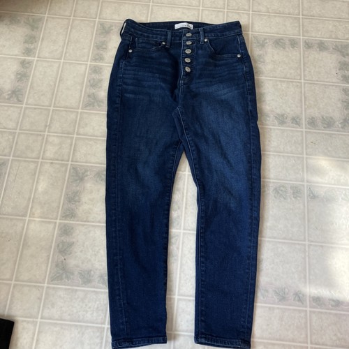Ann Taylor LOFT The Curvy Skinny Button Fly Size 27 4 Dark Wash Denim Jeans - Picture 1 of 6