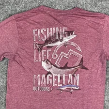 Magellan Outdoors T-Shirt Mens Size Large Maroon Fishing Graphic Casual Tee