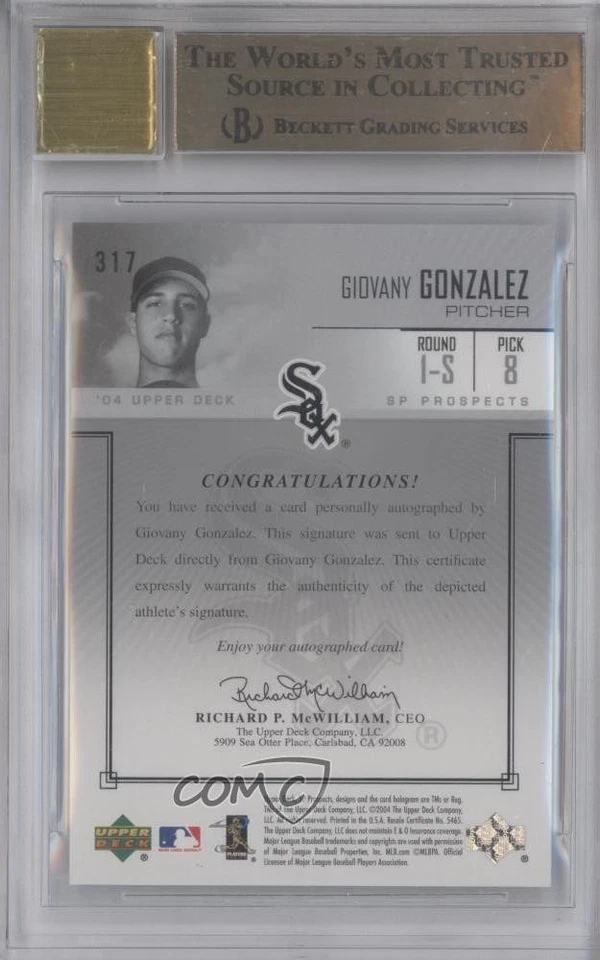 2004 SP Prospects Draft Picks /400 Gio Gonzalez Giovany BGS 9.5 GEM 状况完好 签名 — 第 2/2 张图片
