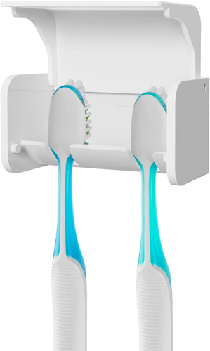 Wall Mount Toothbrush Holder w/ Dust Cover | 2 Slot Rack | RV & Shower Organizer - Bild 7 von 13