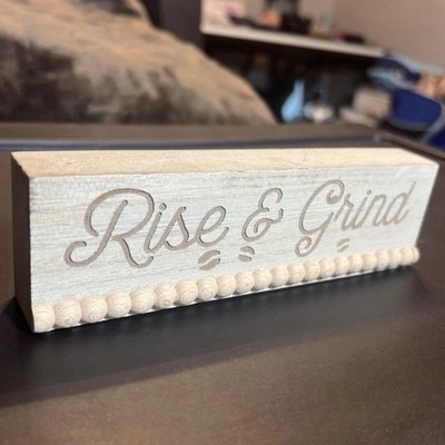 Wooden  Rise & Grind  Coffee Kitchen Bar Sign Rustic Home Decor 