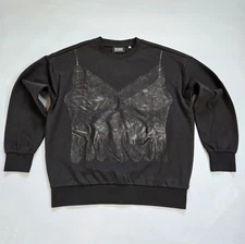 SCOTCH & SODA AMSTERDAM BLACK CLASSIC WOMEN'S COTTON BLEND SWEATSHIRT SIZE M