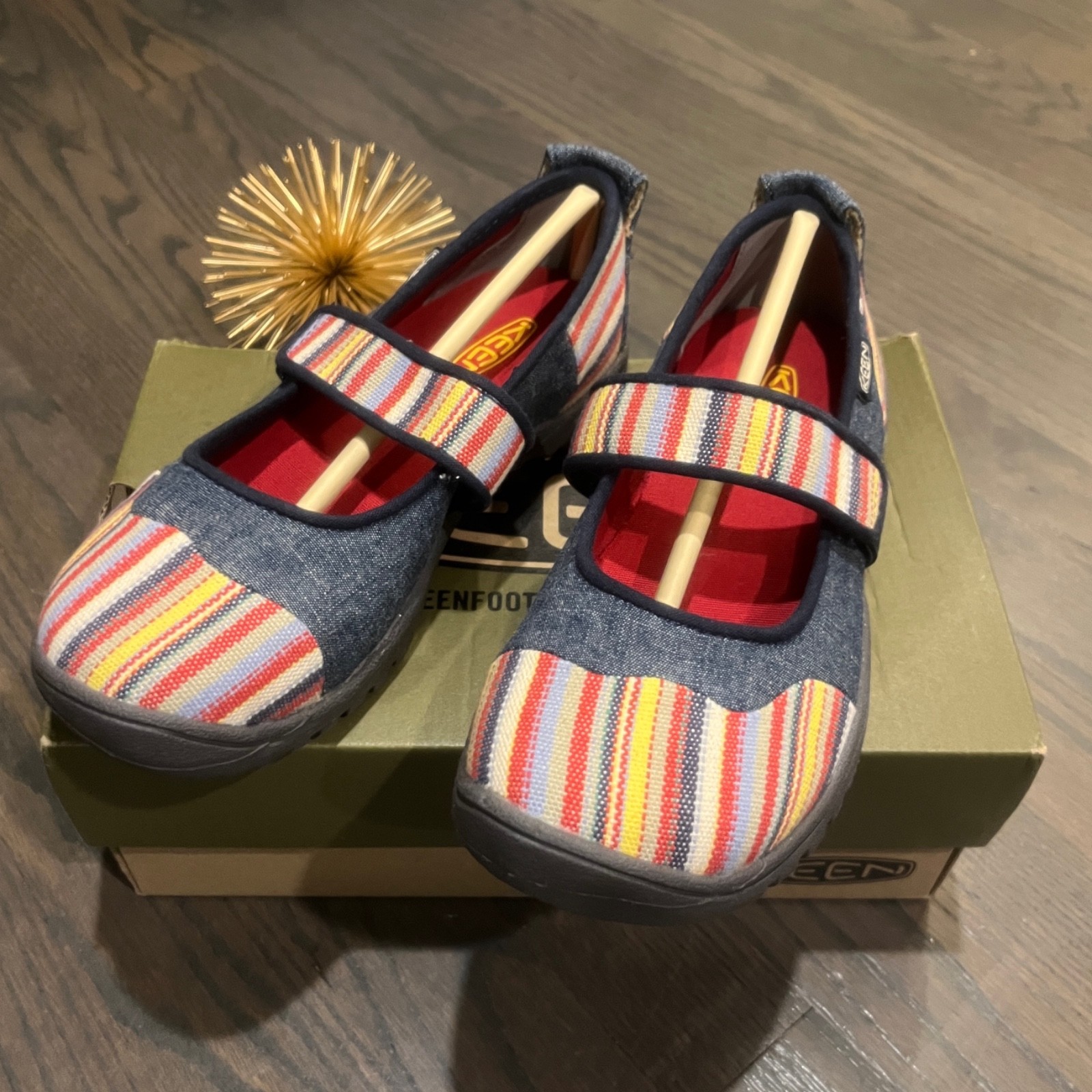 Scarpe Keen Youth Mary Jane Harvest blu denim a righe taglia 3