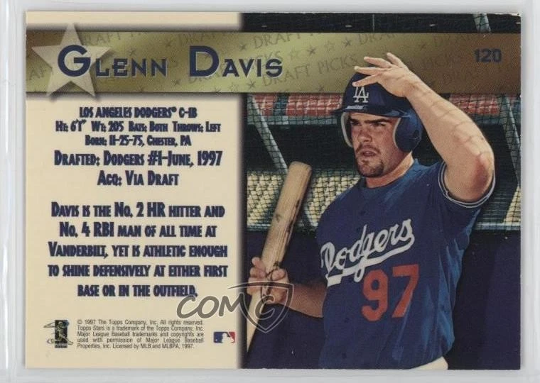 1997 Topps Stars Glenn Davis #120 Rookie RC - Image 2 of 2