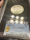1884-CC $1 Morgan Silver Dollar PCGS MS63+ GSA Hoard, Crescent Obverse TONER